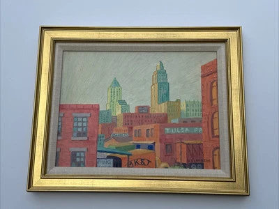 Antique Painting American Regionalism Industrial Wpa Krumbein Factory Tulsa oil - Image 1 of 4