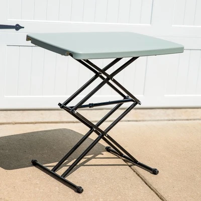 Rectangular Plastic Top Adjustable Leg Patio Table - Gray by Sunnydaze - Image 1 of 4