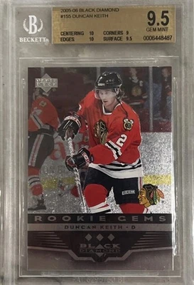 2005-06 UD Black Diamond #151 Duncan Keith Triple Rookie Gems BGS 9.5 2 x 10’s - Image 1 of 3