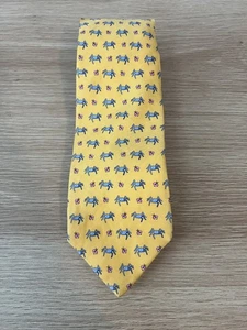 Brooks Brothers Makers and Merchants Yellow With Blue Spiders Designer Silk Tie - Picture 1 of 6