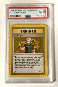 Lt. Surge Holo Rare PSA 8 NM-MT 2000 Pokemon Gym Heroes Unlimited #17/132 - Picture 1 of 2