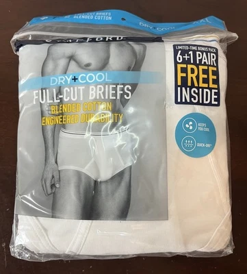 Stafford 7 Pair Full-Cut Briefs White Blended Cotton Dry & Cool Size XXL (44-47) - Image 1 of 3