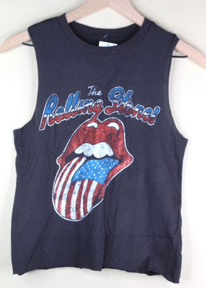 Bravado The Rolling Stones Women's XS American Flag Classic Logo Black Tank Top