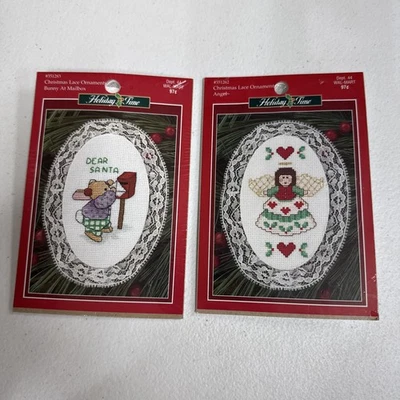 Lote de 2 kits de adornos navideños de punto de cruz ángel y conejito - totalmente nuevos Foto 1 de 2