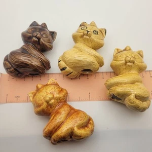 4 Raccoon Ceramic Macrame Beads Brown Tan Craft Vintage for Plant Hangers - Picture 1 of 12