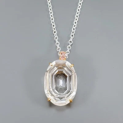 Handmade 24 ct+ Natural Quartz Necklace 925 Sterling Silver 18"/N27570 - Image 1 of 4