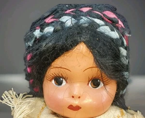 Vintage Old Baby India Toluca Outfit Early doll 8" Painted Indian? Composition - Picture 1 of 8