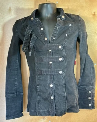 Chaqueta Tripp NYC Para Mujer Pequeña Negra Banda Militar Gótica Punk Steampunk Algodón Foto 1 de 4