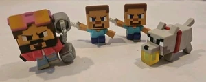 Minecraft Mini-Figures 1" Garrett, 2 x Steve W Sword, RARE Angry Wolf With Lamp - Picture 1 of 16