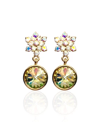 Pendientes Flower Burst Amarillo AB Elementos Swarovski Cristal Chapado en Oro 18K Foto 1 de 4