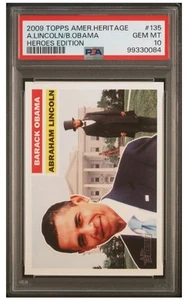 2009 TOPPS AMERICAN HERITAGE HEROES #135 BARACK OBAMA PSA 10 - Foto 1 di 2