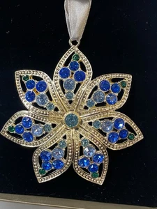 Harvey Lewis Luxe Vintage hängendes Ornament Swarovski Kristalle blau Weihnachtsstern - Bild 1 von 15