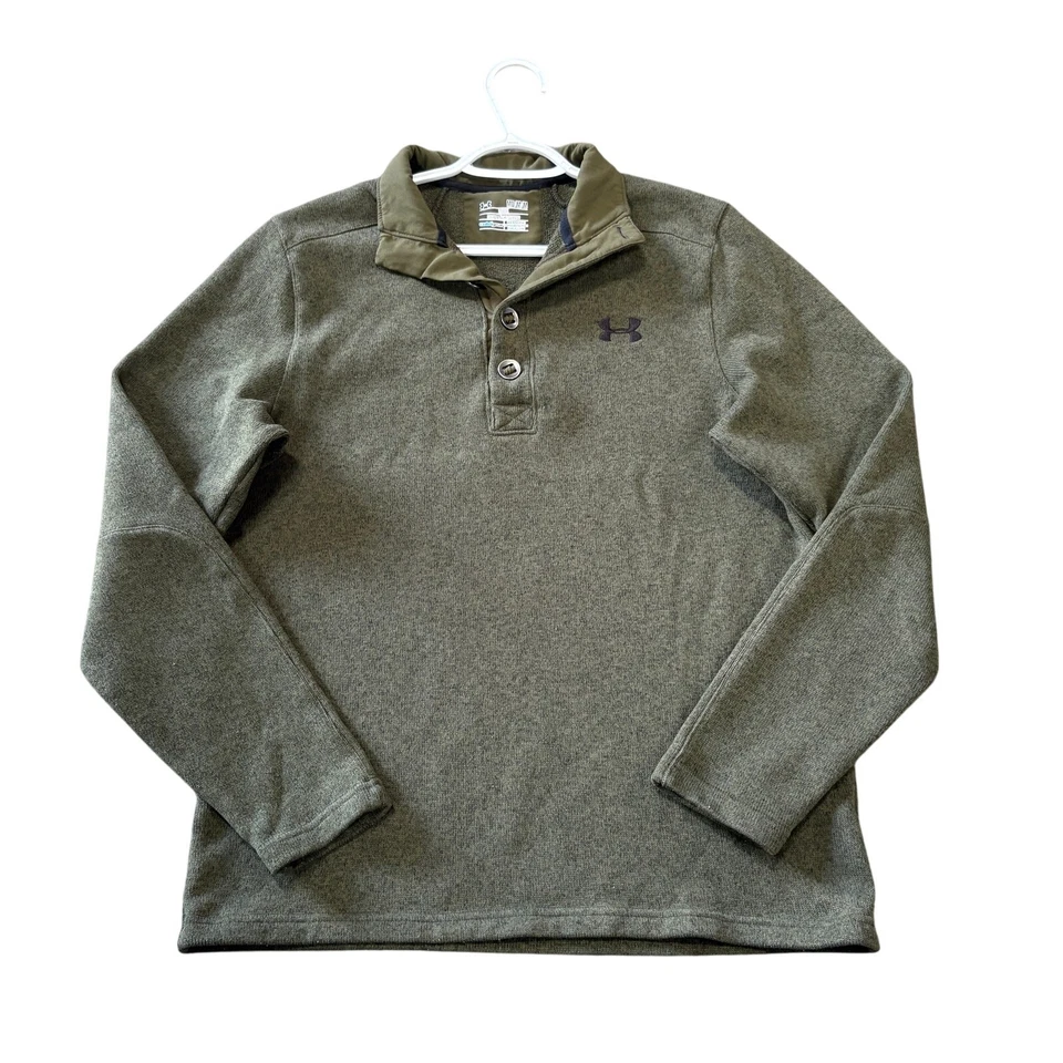Under Armour Cold Gear Henley Sudadera Para Hombre M Verde Suelto Pullover Suéter Foto 1 de 4