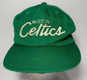 VINTAGE NBA BOSTON CELTICS SPORTS SPECIALTIES SCRIPT SNAPBACK CAP HAT 1980s - Picture 1 of 11