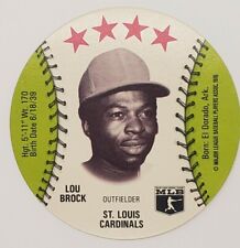 Rare Vintage 1976 Lou Brock Towne Club Pop Centers MSA  Baseball Card Disc HOF