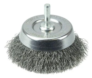 14302 2-3/4"Crimped Wire Cup Brush .0118" Steel Fill 1/4" Stem Made in the USA - Picture 1 of 2