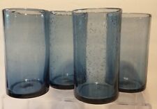 Set Of 4 Deep Blue Artland Bubble Glasses Vintage Large 5 5/8"  Sized Tumblers 