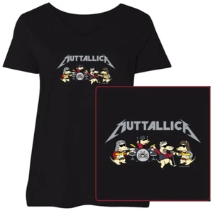 Teddy the Dog T Shirt Muttallica Ladies Curvy V Neck Tee Metallica Parody Ltd Ed - Picture 1 of 5