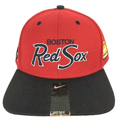 Nike Boston Red Sox Hat Spell Out Script Logo Snap Back Cooperstown Baseball Cap - Image 1 of 4