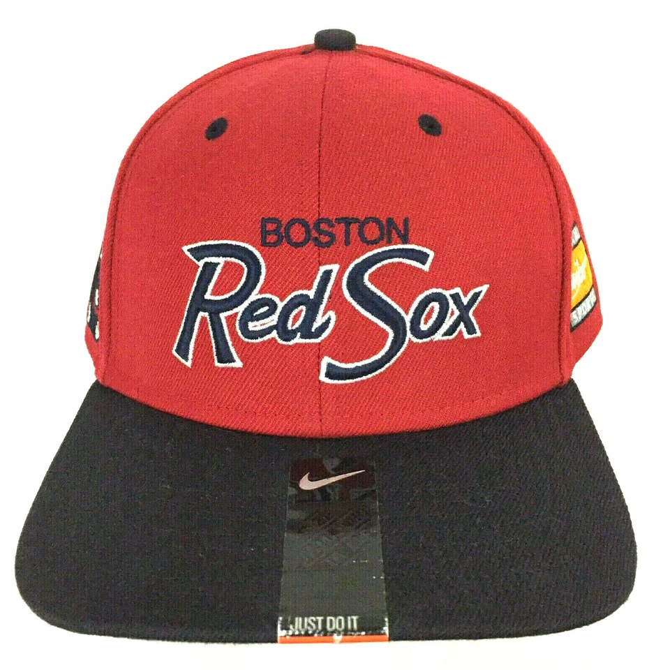 Nike Boston Red Sox Hat Spell Out Script Logo Snap Back Cooperstown Baseball Cap - Image 1 of 4
