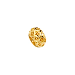 14K Yellow Gold Filigree Oval Slide Charm Pendant Mix & Match For Bracelet Chain - Picture 1 of 4