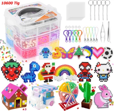 10600er Bügelperlen Set, Steckperlen mit Aufbewahrungsbox, Bügelperlen Platten - Bild 1 von 4