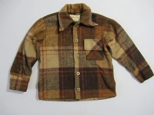 Vintage 60s 70s Billy the Kid Flannel Shirt Boys Size 5 Brown Plaid - Picture 1 of 4