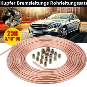 25 Ft Roll Coil 3/16 Inch OD Copper Nickel Auto Brake Fuel Line Tube Tubing Kit - Afbeelding 1 van 10