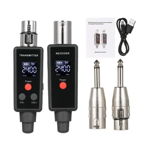 Wireless Microphone System XLR Transmitter Receiver Speaker Adapter Rechargeable - Picture 1 of 10