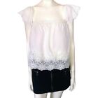 Now White Top Size 16 Womens Cold Shoulder Broderie Anglaise Cropped