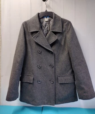 Chaqueta Abrigo Para Mujer Delia Acolchada Mezcla Lana Doble Pecho Guisante Gris Talla M Foto 1 de 4