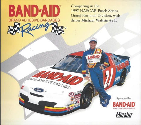 1997 MICHAEL WALTRIP "BAND-AID" #21 NASCAR BUSCH SERIES POSTCARD Cover