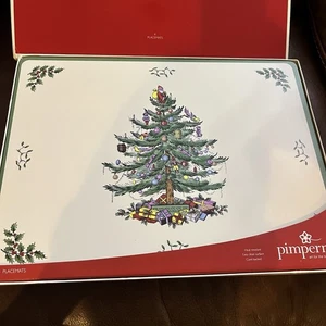Vintage Pimpernel Spode Weihnachtsbaum Korkrücken Tischsets 16" x 12" 4er SET NEU - Bild 1 von 5