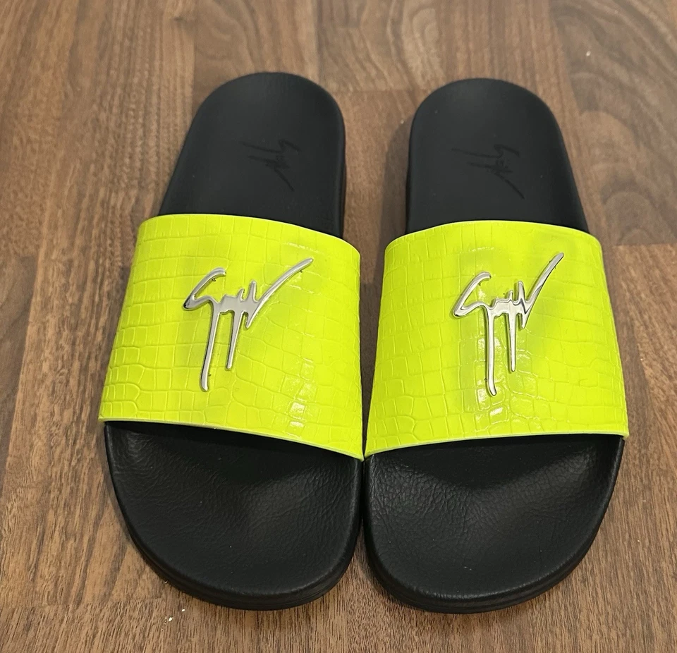 Sandalias Giuseppe Zanotti Slide Brett Hombres Amarillo Neón Talla 44 (10.5-11 EE. UU.) Foto 1 de 3