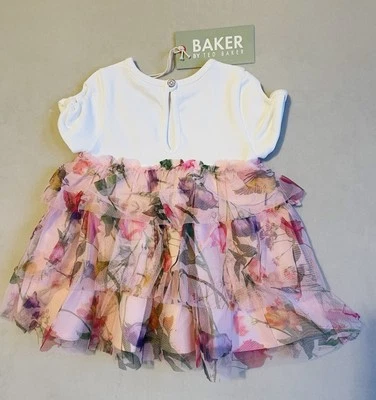 TED BAKER BNWT baby dress pink and white age 12-18 months - Image 1 of 3