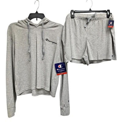 Conjunto de pijama para dormir de 2 piezas Champion para mujer con capucha manga larga - CSWFCS Foto 1 de 3