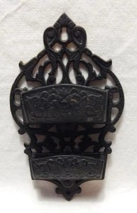 Cast Iron Wall Mount Hanging Match Box Black Holder - Picture 1 of 2