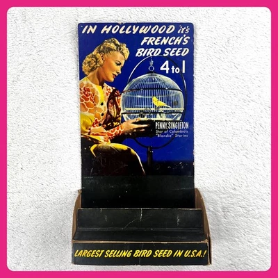 Expositor publicitario vintage rubio años 40 17" centavo semilla pájaro francés singleton Foto 1 de 4