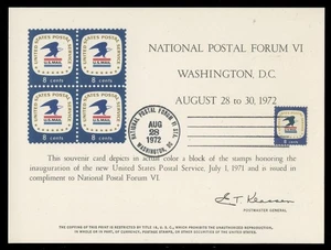 SOUVENIR CARD PS8/SC23 1972 POSTAL FORUM VI = SHOW CANCEL - Picture 1 of 2