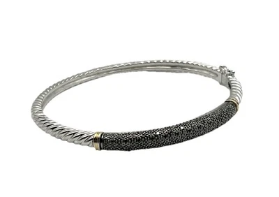 Beautiful Affinity Diamond [.5 CTTW] Black Diamond Sterling Silver Bangle | 27g - Image 1 of 4