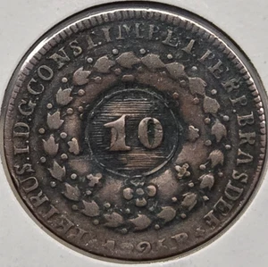1826 Brazil 10 Reis Over 20 *Error Coin* RARE 200+ Year-OldLatin American Coin!! - Picture 1 of 2