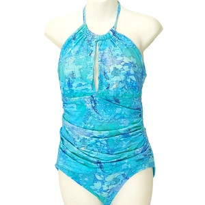 Lauren Ralph Lauren Swim Suit One Piece Size 10 Bathing Suit Swimsuit Blue Green - Picture 1 of 13