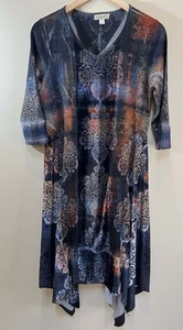 Women's Floral Velvet Maxi Dress Size Medium Lagenlook Artsy Fairy Boho Witchy - Picture 1 of 7