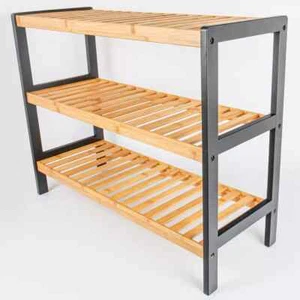 3 Ebenen Natur Bambus Schuhregal Organizer Ständer Flur Aufbewahrung Regal Einheit - Bild 1 von 20