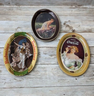 Lote Bandeja Punta Lata Publicidad Fabcraft Vintage Budweiser Coca Cola White Rock Foto 1 de 4