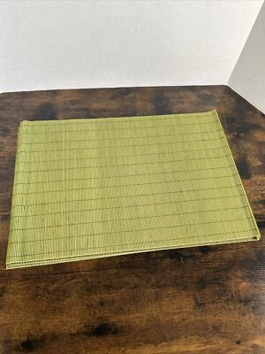 Bamboo Placemats Matchstick Set x 4 Woven Green Table Beach Summer Tropical Vtg - Image 1 of 4