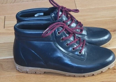 Botas de lluvia de goma Lands End vintage para mujer hasta el tobillo azules - talla 10 Foto 1 de 4