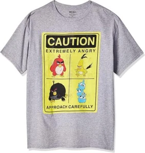 Angry Birds Big Boys' CAUTION ANGRY BE CAREFUL T-Shirt, Heather Grey, Small - 8 - Picture 1 of 2