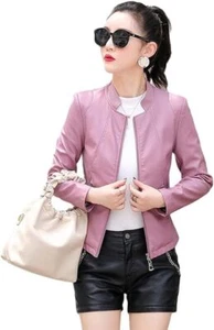 Damen Motorrad Lederjacken Damen Reißverschluss Slim Schwarz Moto & Biker Jacke - Bild 1 von 14