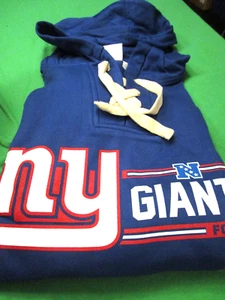 NWT MAJESTIC NFL NEW YORK GIANTS MENS TIE NECK HOODED SWEATSHIRT BLUE 3X / 3XL - Picture 1 of 2